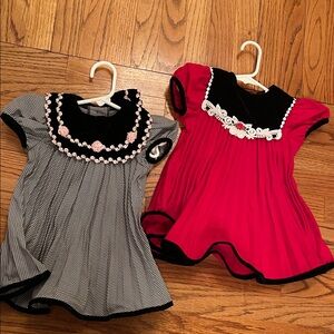 2 18mos dresses….  1 red and 1 black/ white gingham. Open to offers!